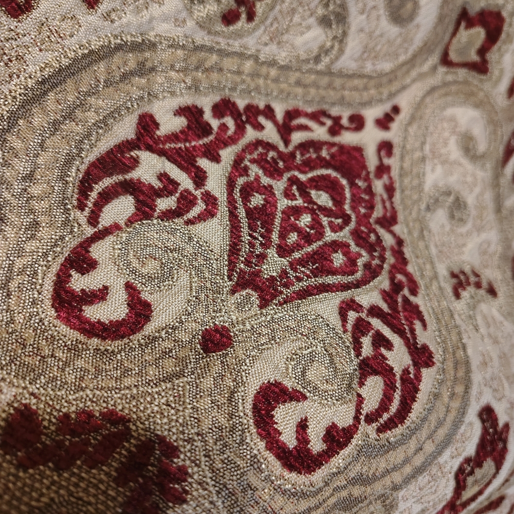Elegant Red and Gold Chenelle Jacquard Upholstery Fabric Remnants - Picture 2 of 5
